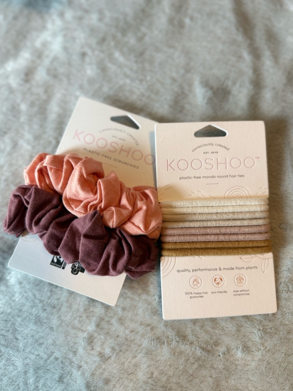 KOOSHOO Scrunchie & Hair Tie Set — Pink and Mauve